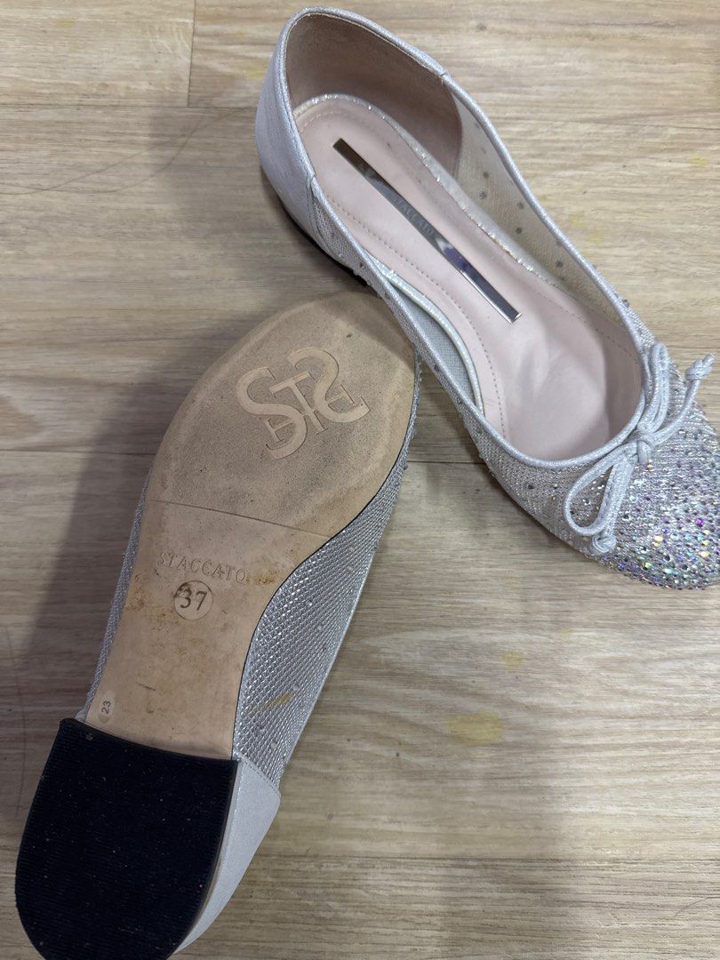Staccato Grey Womens Flats Staccato Embellished Ballet Flats Size