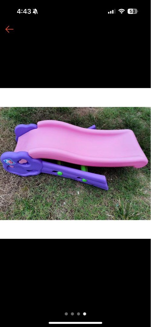 Step2 Pink and Purple Kids Slide Grow n Up Qwikfold Fun Slide (Category: Infant Playtime) located in Singapore. Submitted by oldmanmon (Listing ID 1377646425, Image 2). Description: Retails for $65 Collect from 288D Jurong East St21 Product Description - 3.5 Feet chute length - Suitable for indoor and outdoor use - Easy fold for compact storage - Click together all plastic section for easy assembly - Max weight 50kg Additional Info Brand: GROW’N 