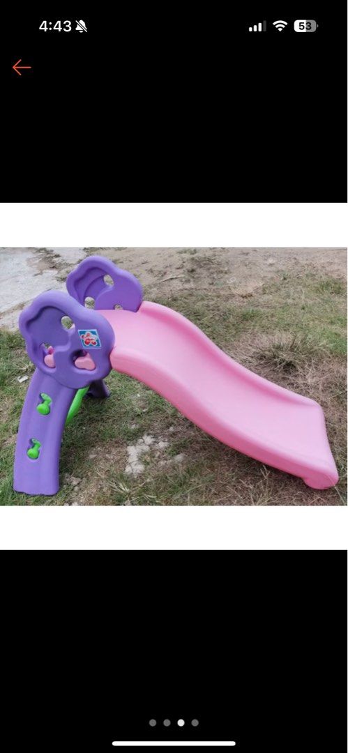 Step2 Pink and Purple Kids Slide Grow n Up Qwikfold Fun Slide (Category: Infant Playtime) located in Singapore. Submitted by oldmanmon (Listing ID 1377646425, Image 3). Description: Retails for $65 Collect from 288D Jurong East St21 Product Description - 3.5 Feet chute length - Suitable for indoor and outdoor use - Easy fold for compact storage - Click together all plastic section for easy assembly - Max weight 50kg Additional Info Brand: GROW’N 