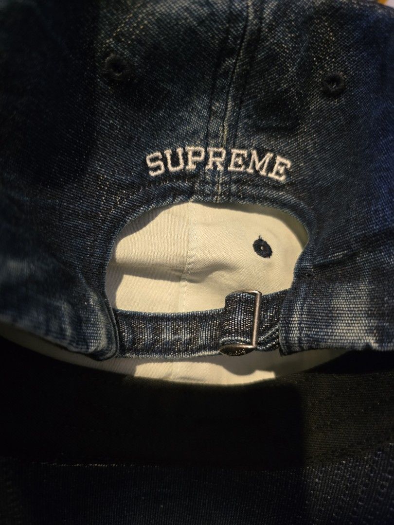 Supreme Cap Cordura Blue Denim Bleached Indigo S logo Made