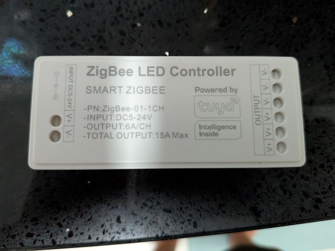Tuya ZigBee LED Controller - Smart Zigbee (Category: Lighting) located in Singapore. Submitted by ayumiboi (Listing ID 1377681557, Image 1). Description: - ZigBee LED controller (5x quantity) - Powered by Tuya - Input: DC5-24V - Output: 6A/CH, 15A Max total - Perfect for smart home lighting projects.