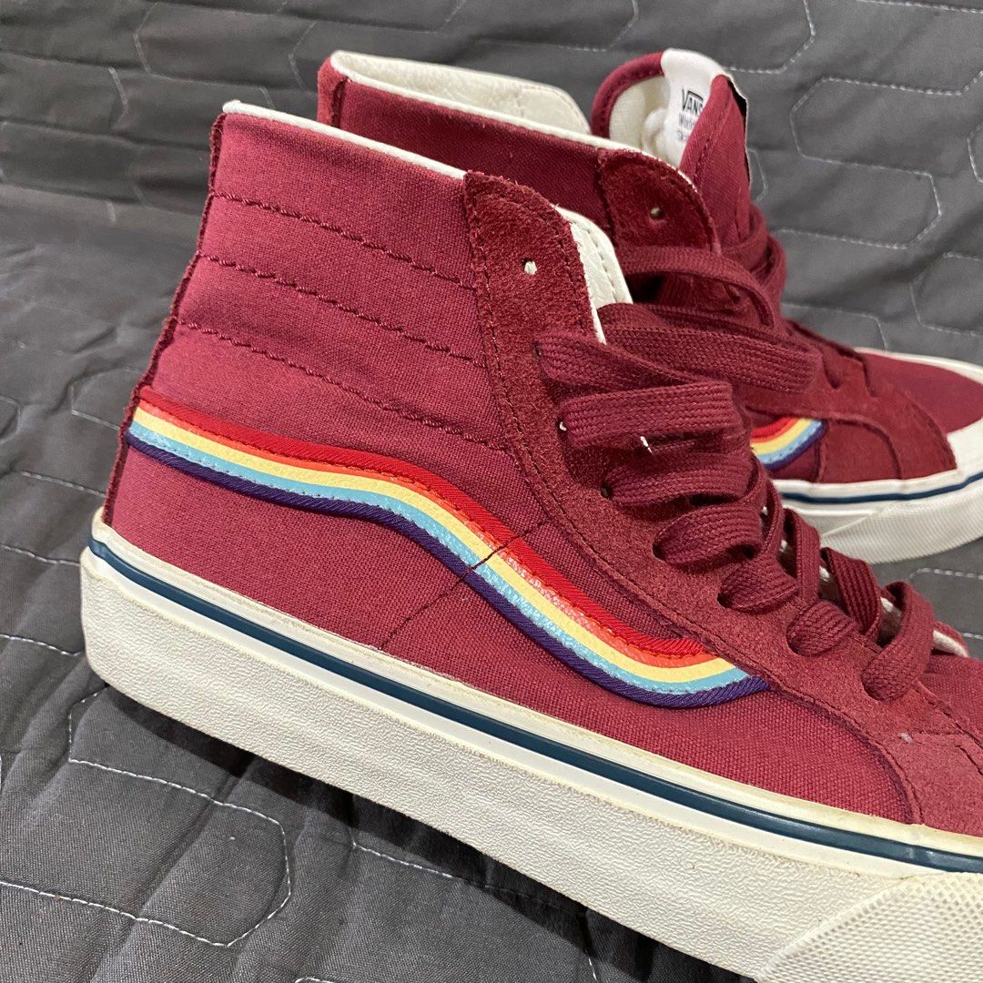 Vans Sk8-Hi Rainbow Pride | 138 Decon SF (Category: Sneakers) located in Imus. Submitted by shopfromlilo (Listing ID 1377567752, Image 1). Description: US Men 5.5 / US Women 7 EU 37 / UK 4.5 Made in Vietnam on tag 138 Decon SF Rad Rainbow Pride Released date 2019 Discored toe cap (posted pic) Bacoor, Cavite location Lalamove Shipping via LBC #vans #vanssk8hi #vansdeconsf.