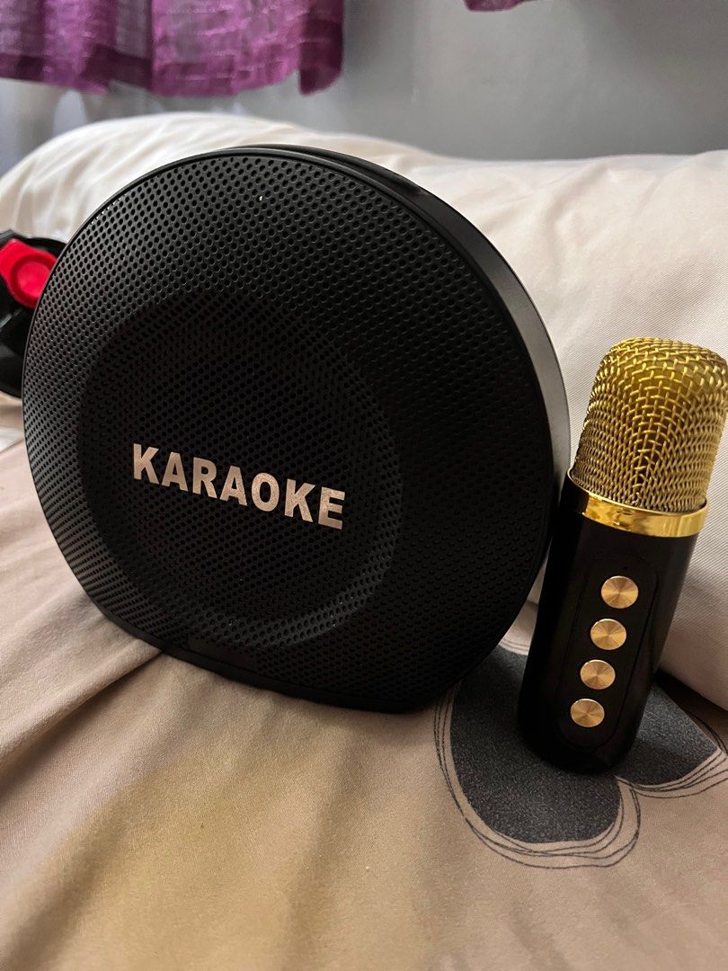 Wireless Bluetooth Speaker Super Stereo Portable Speaker with Wireless Microphone Karaoke (Category: Portable Music Players) located in Quezon City. Submitted by jaicakesph (Listing ID 1377575238, Image 1). Description: Portable Karaoke Speaker Type C Rechargable Good sound quality Malakas din ang Bass Long lasting din ang battery Magaan easy to carry around Pwede pwede for parties and gatherings.