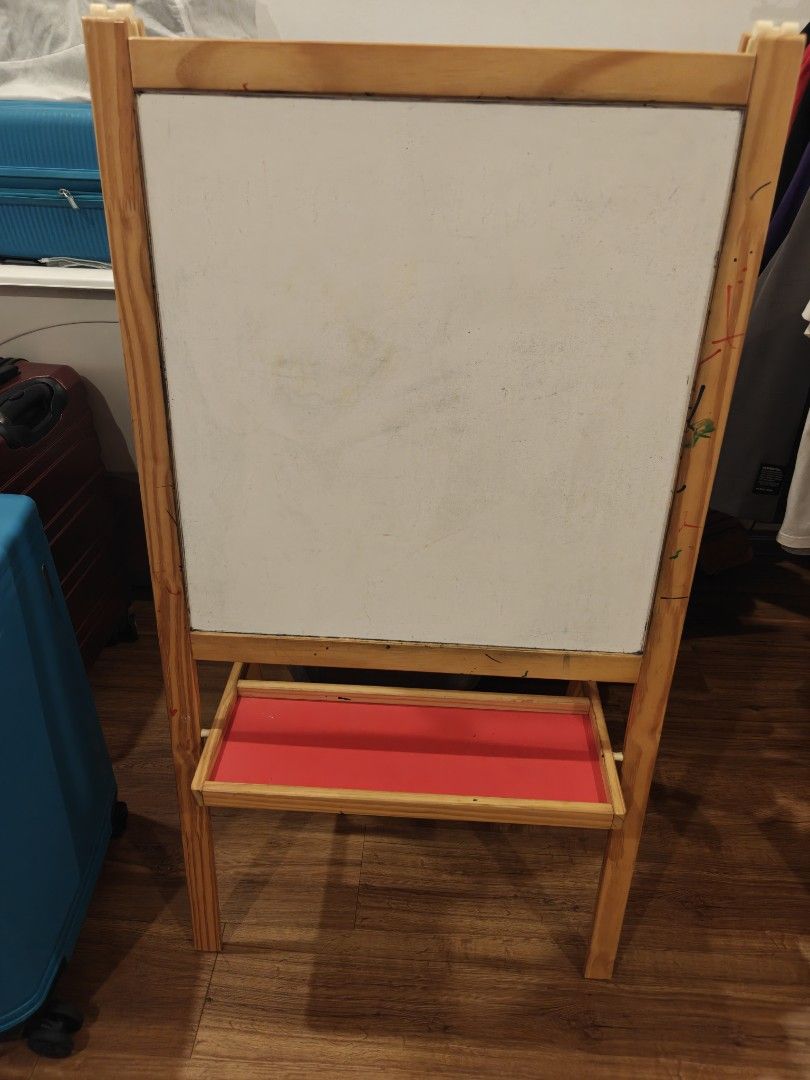 Wooden Whiteboard Easel with Red Tray