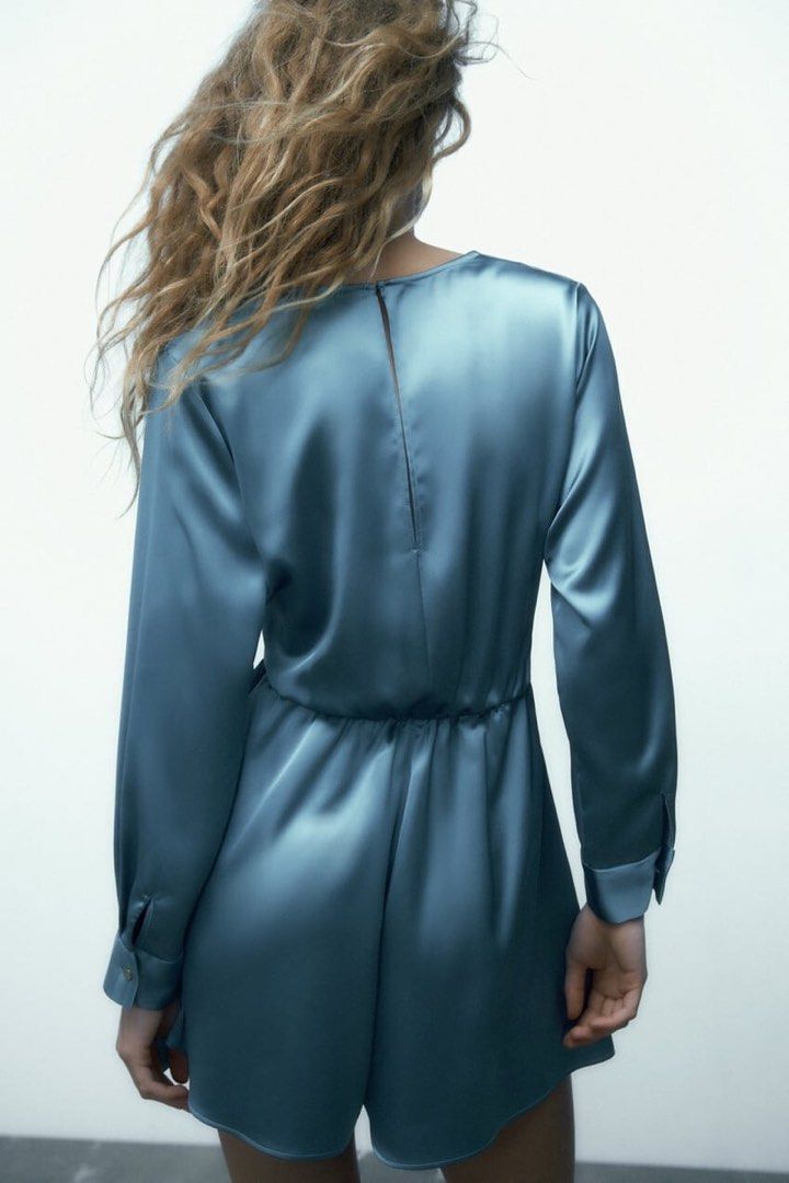 Zara Satin Romper Dress (Category: Dresses) located in Orani. Submitted by leannejoyful (Listing ID 1377702727, Image 3). Description: Available Size: Small.