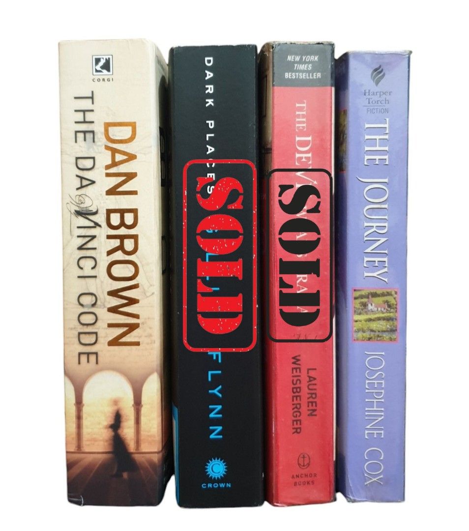 Assorted Mass Market Paperback Books (Category: Storybooks) located in Cainta. Submitted by helloainee (Listing ID 1355509431, Image 1). Description: Assorted Mass Market Paperback Books: 1. The Da Vinci Code by Dan Brown 2. Dark Places by Gillian Flynn ‼️ SOLD 3. Devil Wears Prada by Lauren Weisberger 4. The Journey by Josephine Cox - Good Used Condition - PHP 85 each - PHP 300 take all.