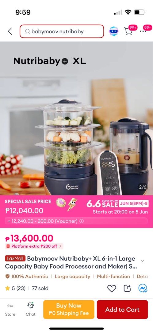 Babymoov Nutribaby+ XL (Category: Weaning & Toddler Feeding) located in Taguig. Submitted by msbenson (Listing ID 1372679624, Image 1). Description: Reason for Sale: No longer in use. Video available upon request. Box and manual not included..