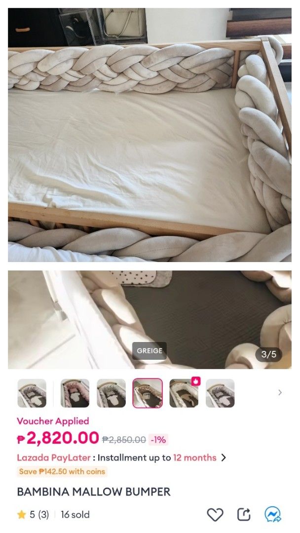 Bambina crib guard thick (Category: Bed Guards) located in Muntinlupa City. Submitted by 7tablespoons (Listing ID 1372719616, Image 1). Description: .