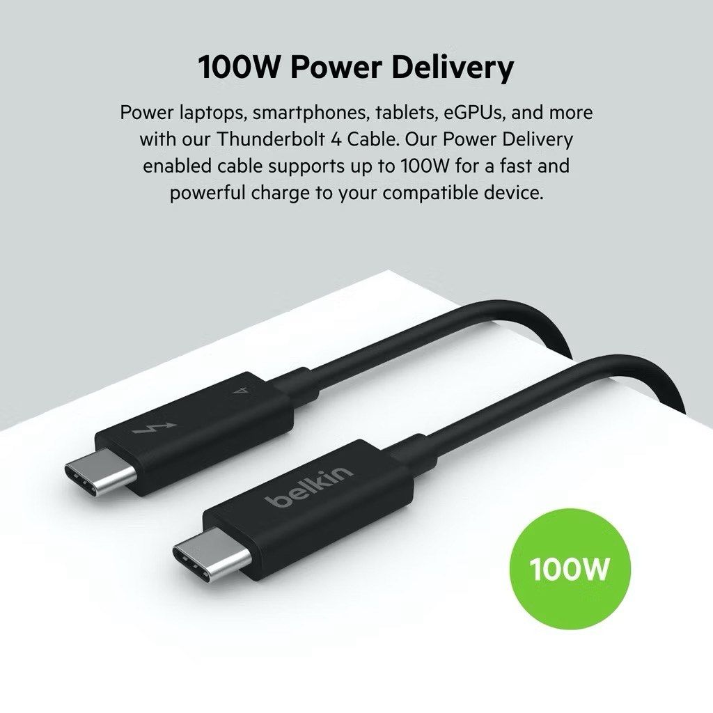 Belkin INZ002bt2MBK Connect Thunderbolt 4 Cable 2M, Active (Category: Cables & Adaptors) located in Singapore. Submitted by kasatka.queen (Listing ID 1372835618, Image 2). Description: Original price: $119 Selling at: $90 💰 Prices are negotiable, please feel free to chat if interested :) ~ ITEM CONDITION ~ Brand new, unopened, unused and still in the original packaging. ~ ITEM DESCRIPTION ~ Thunderbolt 4 certified Access up to 40Gbps of fast dat
