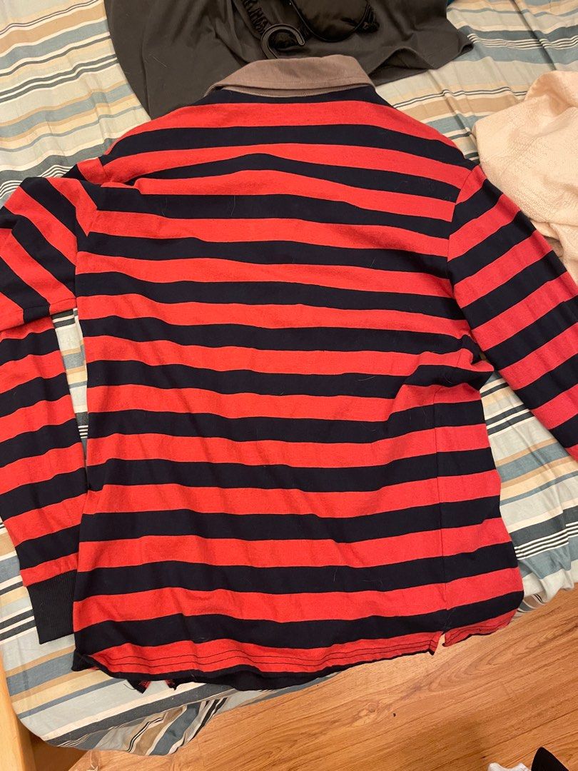 Bench striped long sleeve polo shirt (Category: Tshirts & Polo Shirts ) located in Pasig City. Submitted by cmdrod303 (Listing ID 1372787809, Image 2). Description: Worn once for a halloween party Washed and never worn again Size M, slim fit.