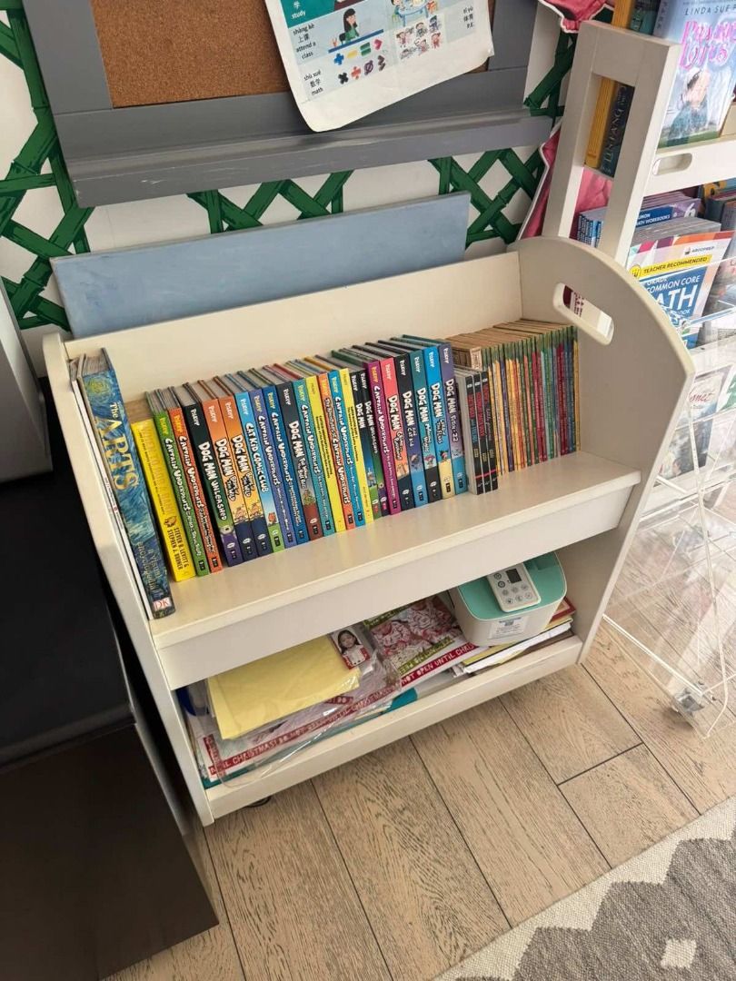 Bookcase with wheels (Category: Shelves, Cabinets & Racks) located in Pasig City. Submitted by jayadeleon0522 (Listing ID 1372715957, Image 1). Description: 2-level bookshelf with wheels from Pottery Barn Kindly message me for more info Thank you.