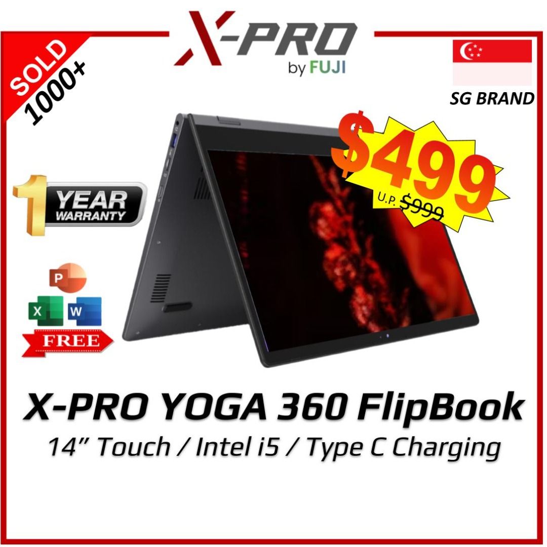 Brand New XPRO Yoga - Intel i5 - 14 Inch - 16GB RAM - Up to 512 GB SSD - Free MS Office - Windows 11- Budget-Friendly to High-Performance Models!! - Superb Battery Life! - Buy Today!! (Category: Laptops & Notebooks) located in Singapore. Submitted by buyatfuji (Listing ID 1372774218, Image 1). Description: 🚀𝐗-𝐏𝐑𝐎 𝐘𝐎𝐆𝐀 𝐅𝐥𝐢𝐩𝐁𝐨𝐨𝐤 -14 Inch - 360 Flip + Touchscreen - 4K IPS Display - Intel® Core™ i5- 7th Gen Processor - Fast and no La