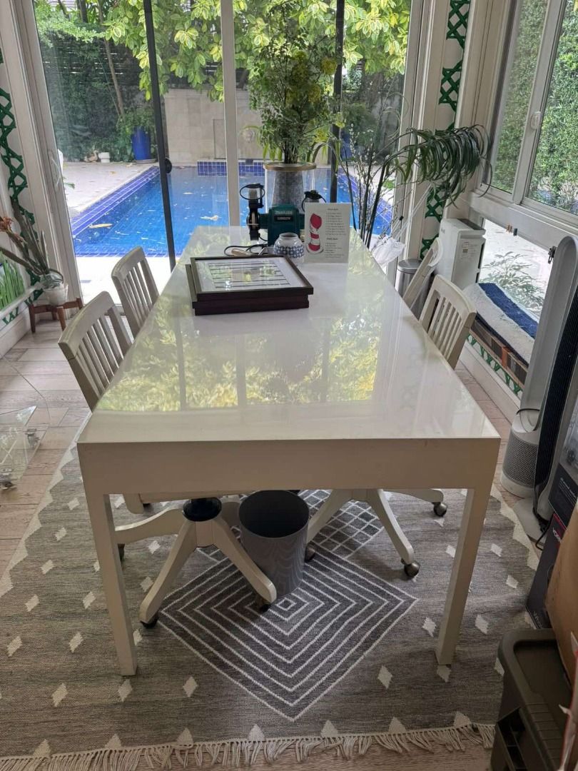 Custom-made study table (Chairs are not included - can be sold separately) (Category: Tables & Sets) located in Pasig City. Submitted by jayadeleon0522 (Listing ID 1372732775, Image 1). Description: For Sale This custom-made study table comfortably seats 4 to 5 people. One end features built-in shelves for added storage and functionality. Chairs are not included. Available separately for PHP 3,000 each. Please message me directly for more info. .