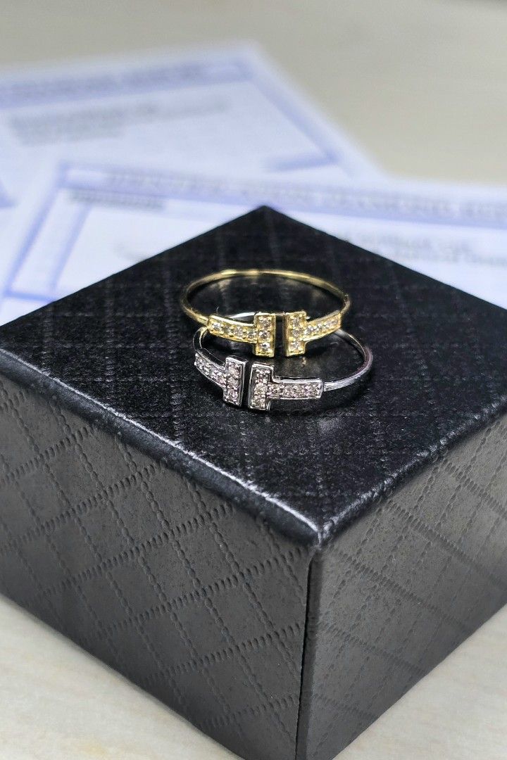 Dainty Diamond T Ring in 18k gold (Category: Rings) located in Manila. Submitted by shoppe_22 (Listing ID 1372686458, Image 3). Description: - 0.10 carat natural diamond - round brilliant cuts 💎 - with certificate ❗️ - Japan gold setting - size 6 (slightly adjustable) - free box - around grams 0.7g only - slightly negotiable - free shipping for non COD/COP orders.