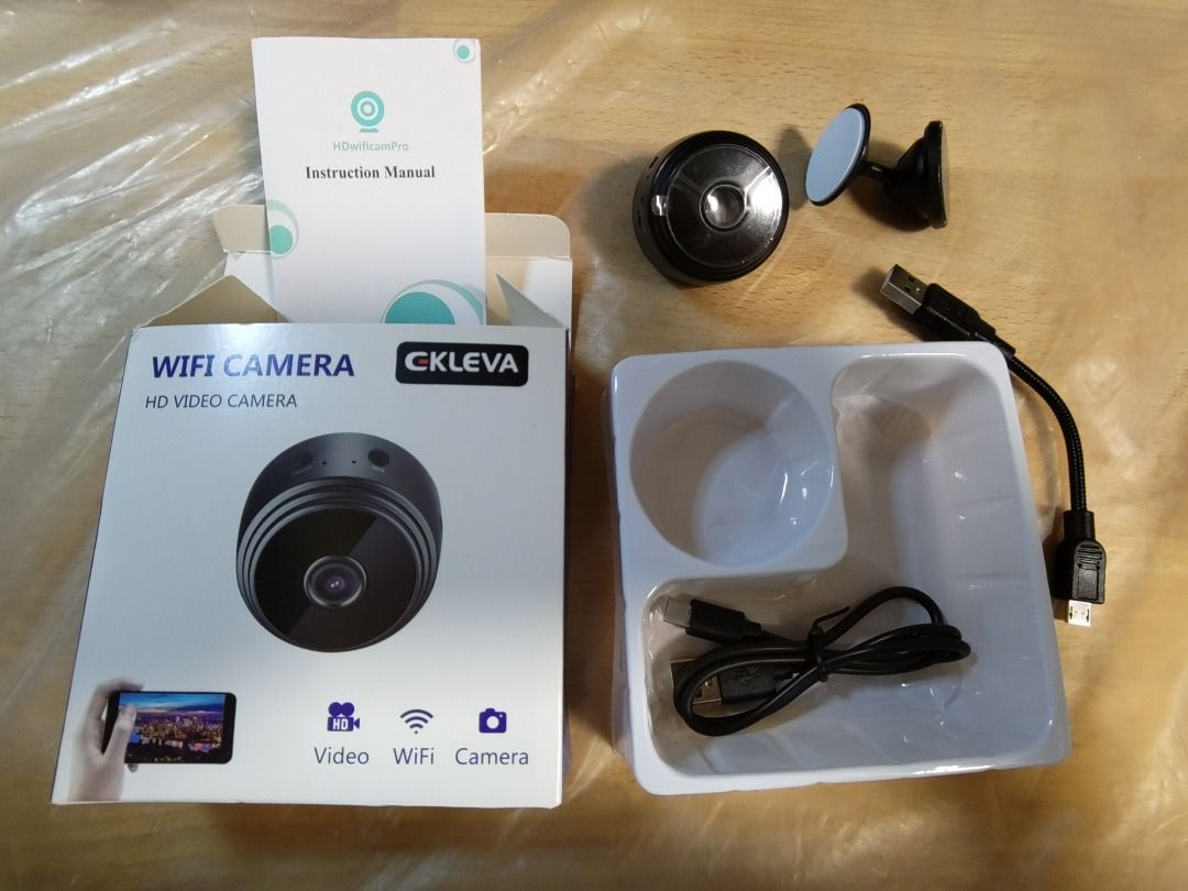 Ekleva Wifi Camera (never used) (Category: Webcams) located in Singapore. Submitted by nsghee (Listing ID 1372824839, Image 1). Description: Ekleva Wifi Camera for interior use, never used before. Selling it cos the manufacturer misrepresented the size of the actual camera, the real size is too big to fit the intended niche. Needs taobao account to manage the mobile app to control this cam. I don't have taobao account so have no idea how the app 