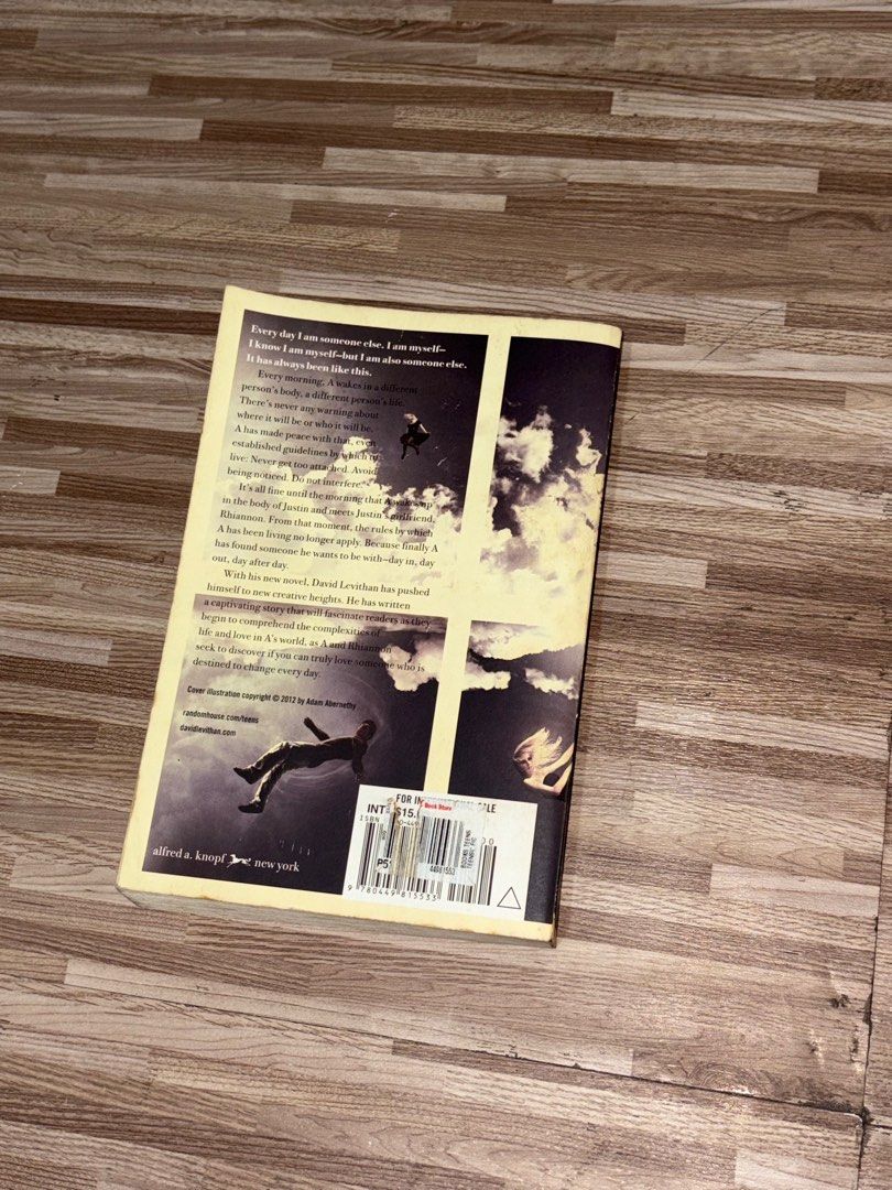 Every Day by David Levithan (Category: Storybooks) located in Quezon City. Submitted by sofiaflorenzo (Listing ID 1372774136, Image 2). Description: RFS: read it already, decluttering Has stains because it’s an old book but still readable.