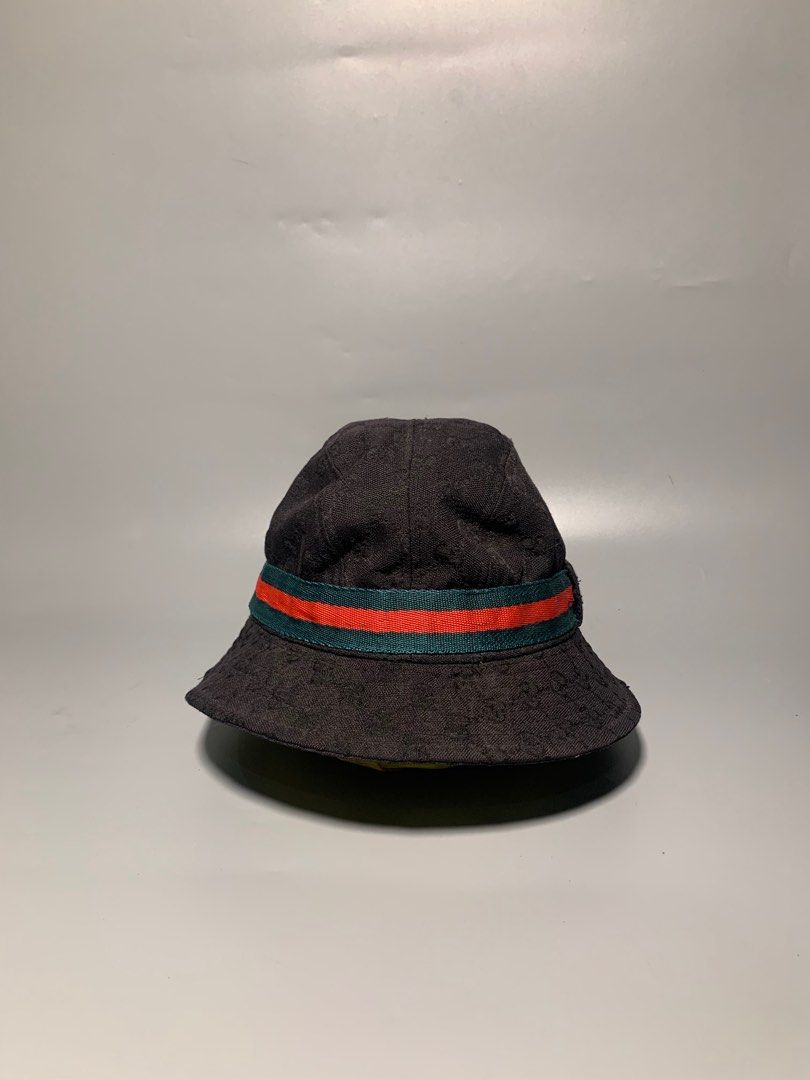 GUCCI BUCKET HAT GG SHERLINE CANVAS (Category: Luxury Accessories) located in Taguig. Submitted by thehookv1 (Listing ID 1372783431, Image 1). Description: VINTAGE GUCCI BUCKET HAT GG SHERLINE CANVAS BLACK VERY GOOD CONDITION MISSING STEEL LOGO (not faded) AUTHENTIC TAGUIG DM ME .