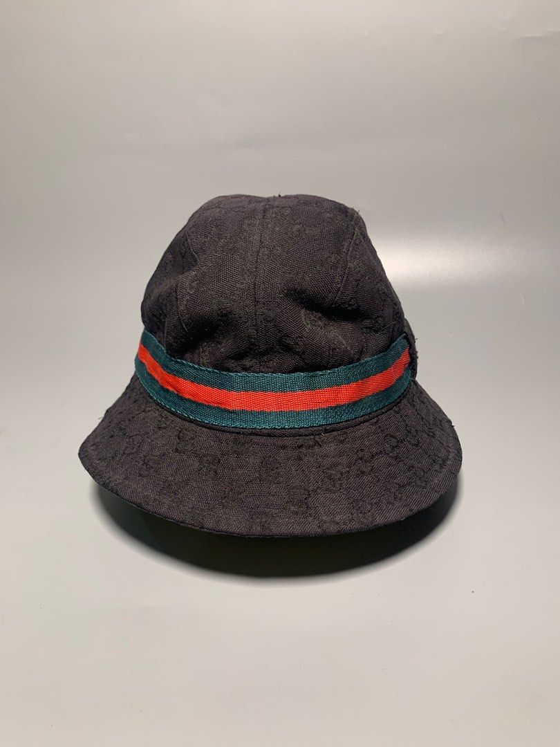 GUCCI BUCKET HAT GG SHERLINE CANVAS (Category: Luxury Accessories) located in Taguig. Submitted by thehookv1 (Listing ID 1372783431, Image 2). Description: VINTAGE GUCCI BUCKET HAT GG SHERLINE CANVAS BLACK VERY GOOD CONDITION MISSING STEEL LOGO (not faded) AUTHENTIC TAGUIG DM ME .