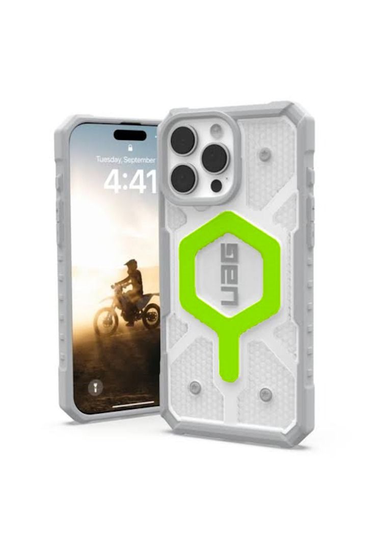 iPhone 14 / 15 / 16 Pro Max UAG Path Finder Magnetic Shockproof Case (Grey/Lime) (Category: Cases & Sleeves) located in Quezon City. Submitted by mobilehub_ (Listing ID 1371453713, Image 1). Description: iPhone 14 Pro Max / iPhone 15 Pro Max / iPhone 16 Pro Max UAG Path Finder Magnetic Shockproof Case (Grey/Lime) UAG Pathfinder MagSafe Compatible Low profile perimeter edge with chiseled designed corners Armor shell with torsion screw detail and a