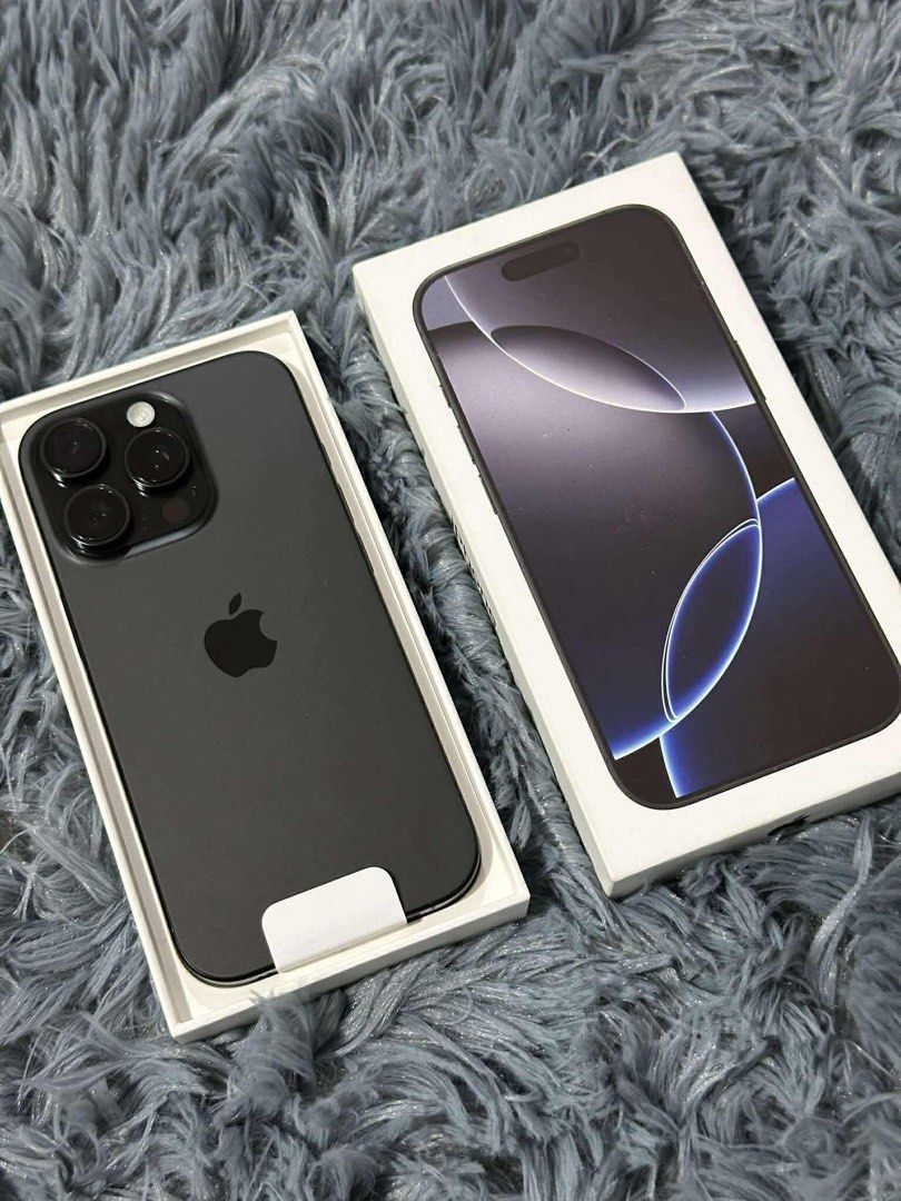 Iphone 16 Pro (Category: iPhone 16 Series) located in Cavite. Submitted by mcboutiquecollection (Listing ID 1372831637, Image 1). Description: SALE BRANDNEW iPhone 16 Pro 128 GB Smartlocked Black Titanium •Brandnew, opened for checking only •Warranty until May 17, 2026 •100% battery health •1 cycle count only •Smooth and no issues!! Complete with original box same imei, unusrd original cord, manuals Free tempered glass, case, 20w adapter .