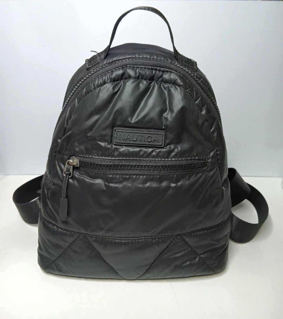 NAUTICA Nylon Backpack mini compact original (Category: Backpacks) located in Quezon City. Submitted by hapyllein (Listing ID 1372749187, Image 1). Description: Decluttering. Need a bit of cleaning or simply wiping. Has minor flaws at the bottom. Shown in last photo. ❎️ low ballers will not be entertained.