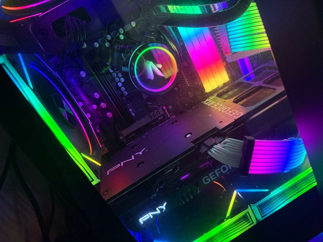 pc complte set for sale (Category: Desktops) located in Singapore. Submitted by farid9000 (Listing ID 1372809992, Image 3). Description: pc gaming high end for sale.. monitor 1:prism curve 144hz monitor 2:samsung 144hz cam :elgato 4k mic :asus rog carnyx keyboard :asus rog azoth mouse :asus rog spatha x headset :rog delta s animate mic stand elgato mouse pad :asus rog scabbard ii processor :amd ryzen 7 7800x3d ram :xpg ddr5 8x4 65gb 6000mhz graph
