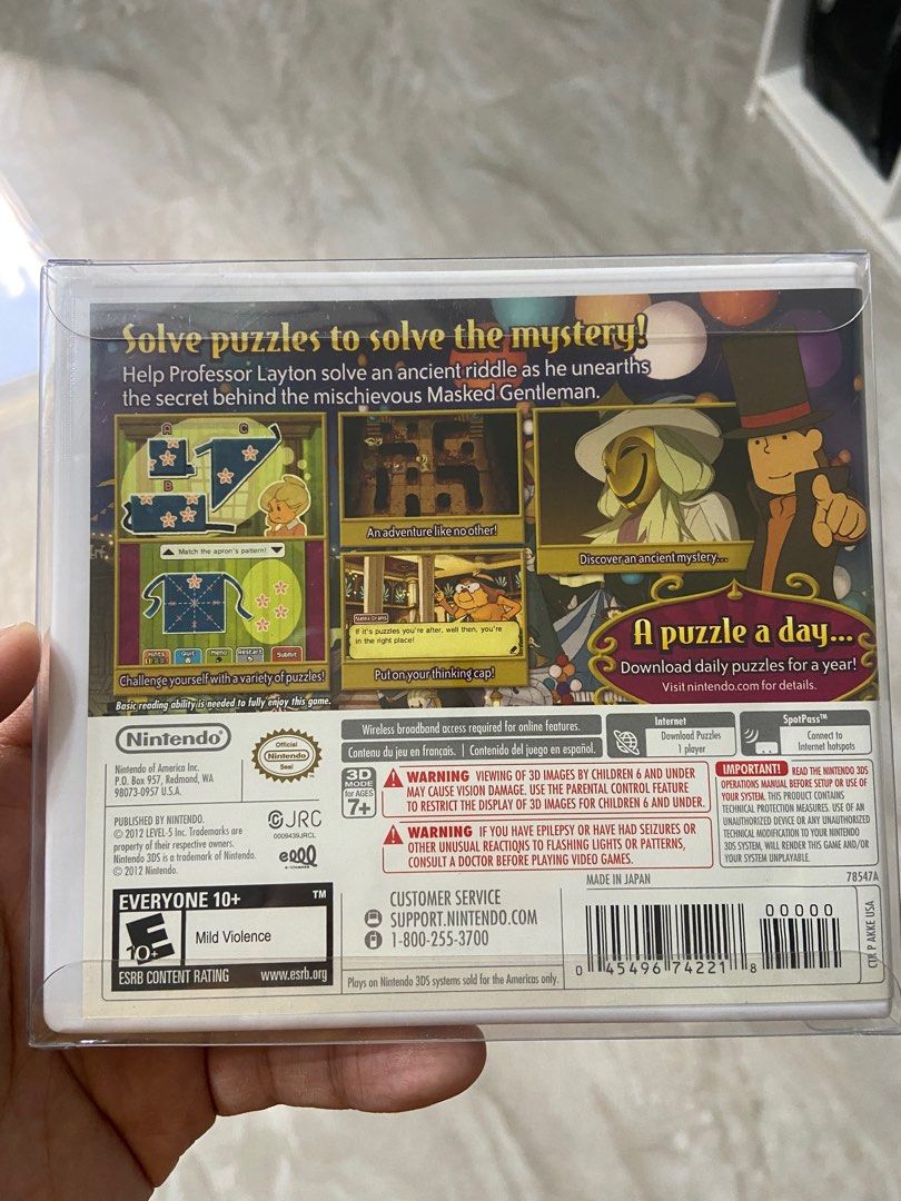 Professor Layton and the Miracle Mask (Category: Nintendo) located in Calbayog City. Submitted by emaniswell (Listing ID 1372707710, Image 2). Description: Professor Layton and the Miracle Mask Nintendo 3DS Complete with Manuals MOP: GCash/LBC MOD: LBC (COD/COP).
