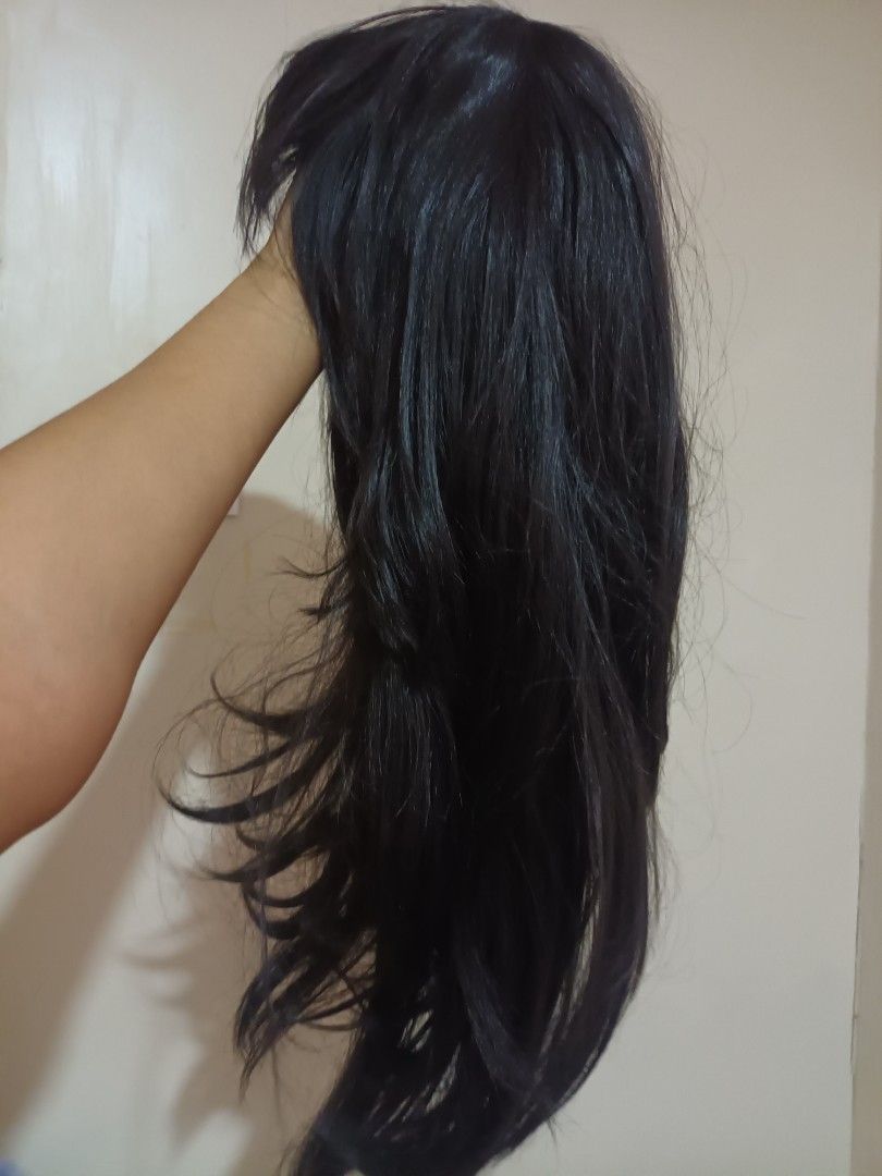 REAL HUMAN HAIR WIG (Category: Hair Accessories) located in Rizal. Submitted by kkka1romi (Listing ID 1372847814, Image 3). Description: BOUGHT IT FOE 1.5K, NO MORE LOWBALLING! • worn once or twice • only cut the front bangs, still fixable if u can style it • washed it already, just a few tangles because its been kept away in a plastic bag :).