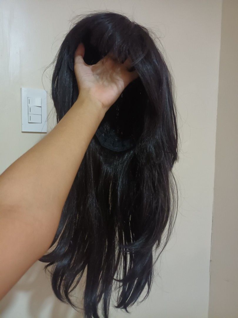 REAL HUMAN HAIR WIG (Category: Hair Accessories) located in Rizal. Submitted by kkka1romi (Listing ID 1372847814, Image 2). Description: BOUGHT IT FOE 1.5K, NO MORE LOWBALLING! • worn once or twice • only cut the front bangs, still fixable if u can style it • washed it already, just a few tangles because its been kept away in a plastic bag :).