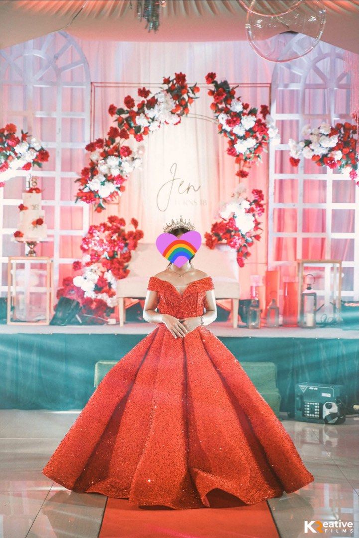 Red debut/ball gown for rent (Category: Evening dresses & gowns) located in Quezon City. Submitted by ethyl_ (Listing ID 1372839342, Image 2). Description: 1000 - Rent 3000 - Purchase Purchasing fee still slightly negotiable. Used once only. Original Price - 6,000 .