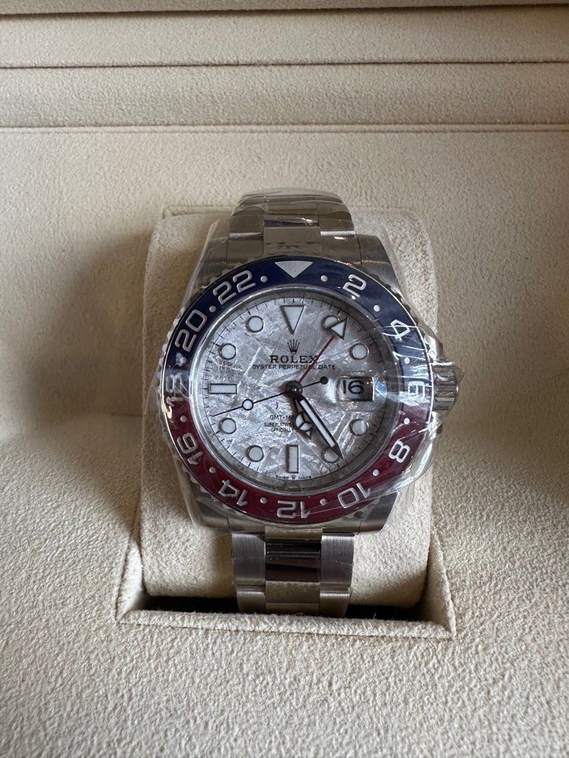 Rolex GMT-Master II Meteorite 126719BLRO (Category: Luxury Watches) located in Manila. Submitted by seikowatchfactory (Listing ID 1372702922, Image 1). Description: Contact: +639178302158 sms/viber/whatsapp/telegram Specifications: Year of Production: 2023 Condition: Brand New Unworn Brand: Rolex Model: GMT Master 2 Reference Number: 126719BLRO Pepsi Case and Bracelet Material: White gold Meteorite Dial Case Diameter: 40mm Sapphire Crystal Automa