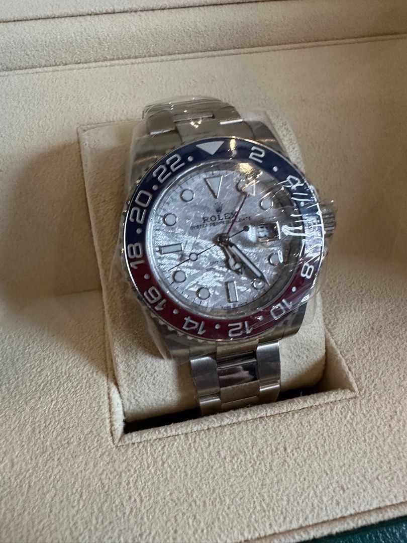 Rolex GMT-Master II Meteorite 126719BLRO (Category: Luxury Watches) located in Manila. Submitted by seikowatchfactory (Listing ID 1372702922, Image 3). Description: Contact: +639178302158 sms/viber/whatsapp/telegram Specifications: Year of Production: 2023 Condition: Brand New Unworn Brand: Rolex Model: GMT Master 2 Reference Number: 126719BLRO Pepsi Case and Bracelet Material: White gold Meteorite Dial Case Diameter: 40mm Sapphire Crystal Automa