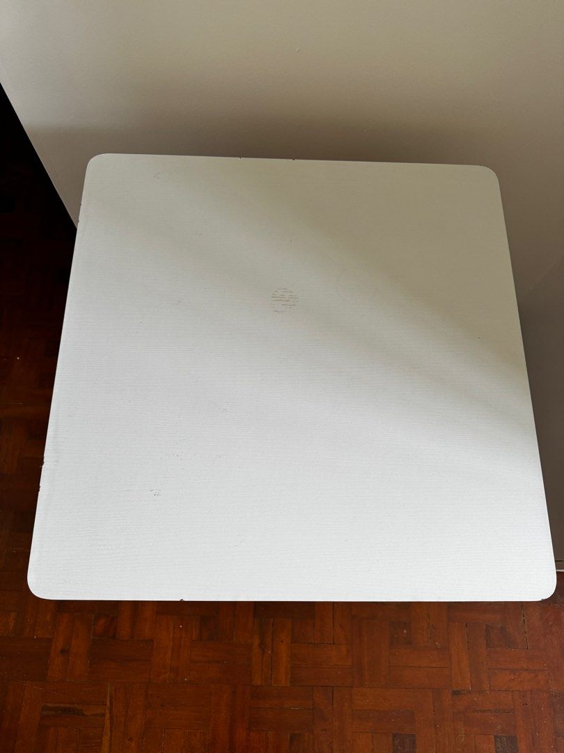Scandinavian Style Wood Table (Category: Tables & Sets) located in Paranaque City. Submitted by lazyskates (Listing ID 1372819612, Image 3). Description: Scandinavian Style Wood Table Used 8/10 condition 60x60x70cm Php1200 negotiable! Issues: chipping on top edge and bottom part of legs (see pics for details) RFS: not being used anymore Pick-up at Parañaque.