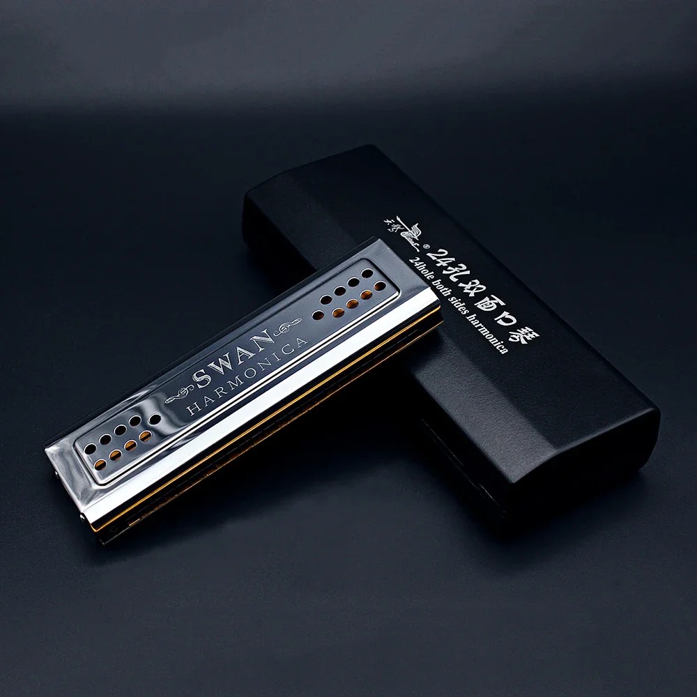 SLADE Swan 24-hole Tremolo Harmonica Double-side C/G Key Silver ...