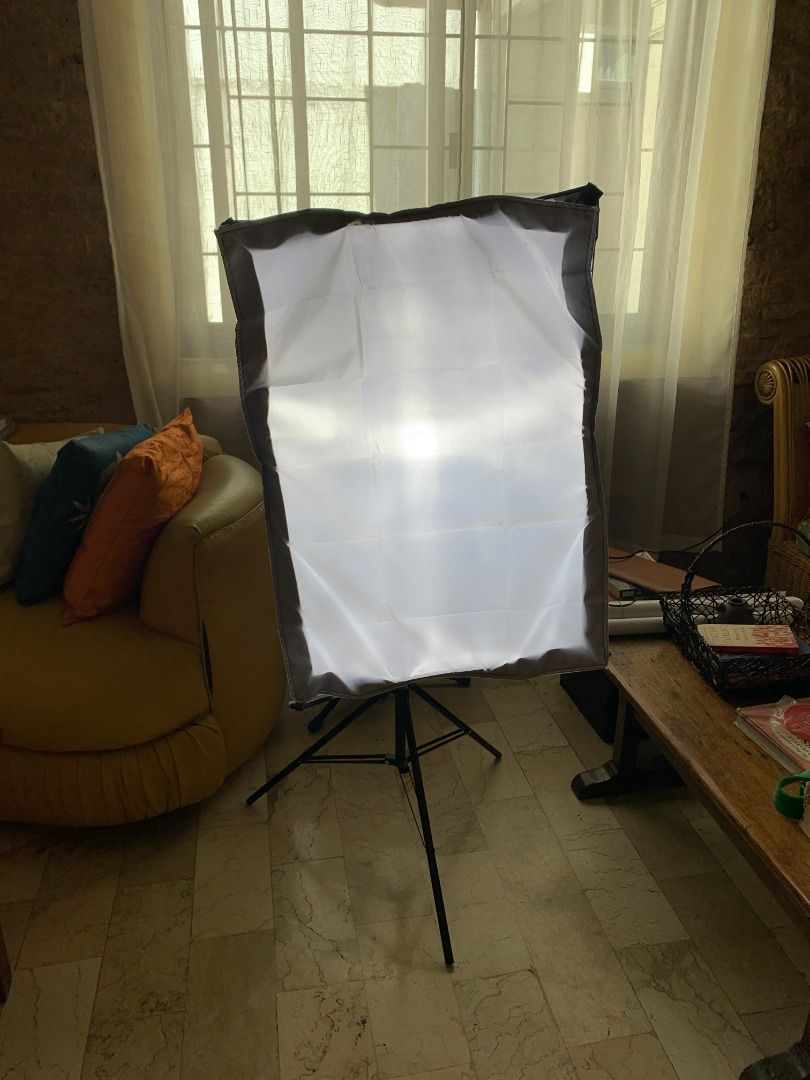Studio Lighting Set Up Softbox 50 * 70cm with 2m light stand + bag (2 pcs) (Category: Lighting & Studio Equipment) located in Paranaque City. Submitted by gabbyveraw85988 (Listing ID 1372676428, Image 1). Description: Only used once to try out. Studio Lighting Softbox 50 * 70cm Photography Kit 100-240v E27 Light Stand Softbox with 2m Light Stand and 45w Light Bulb RFS: Decided it's not for me MOP: BDO/RCBC/Gcash .