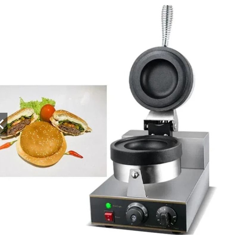UFO Burger Maker (Category: Other Kitchen Appliances) located in Makati City. Submitted by jeffsquared (Listing ID 1372732672, Image 1). Description: Name: Sandwich Burger Pressing Machine/waffle maker Material: Stainless steel+cast aluminum Voltage: 220-240 volts/50-60 hertz Plug: EU/UK/USA (UL)/Australia plug Power: 1200 watts Size: 25 × 38 × 30 centimeters Size of debris tray: 24 x 24 centimeters Packaging size: 45 × 31 × 37 centimeters Weight