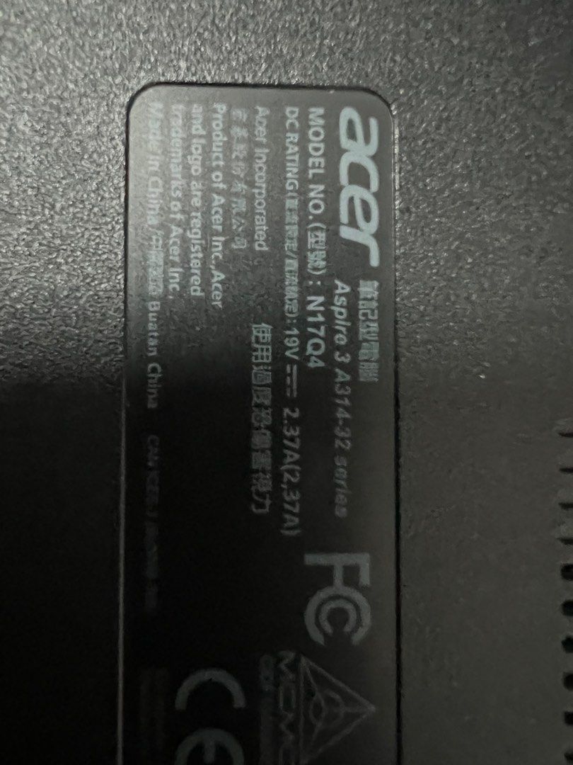 Acer Aspire 3 A314-32 Laptop WTT (Category: Laptops & Notebooks) located in Singapore. Submitted by lemonremont (Listing ID 1377844707, Image 3). Description: Acer Aspire 3 A314-32 laptop in broken condition cant turn on when charge. trade for fixie part or bike The laptop only good for parts .
