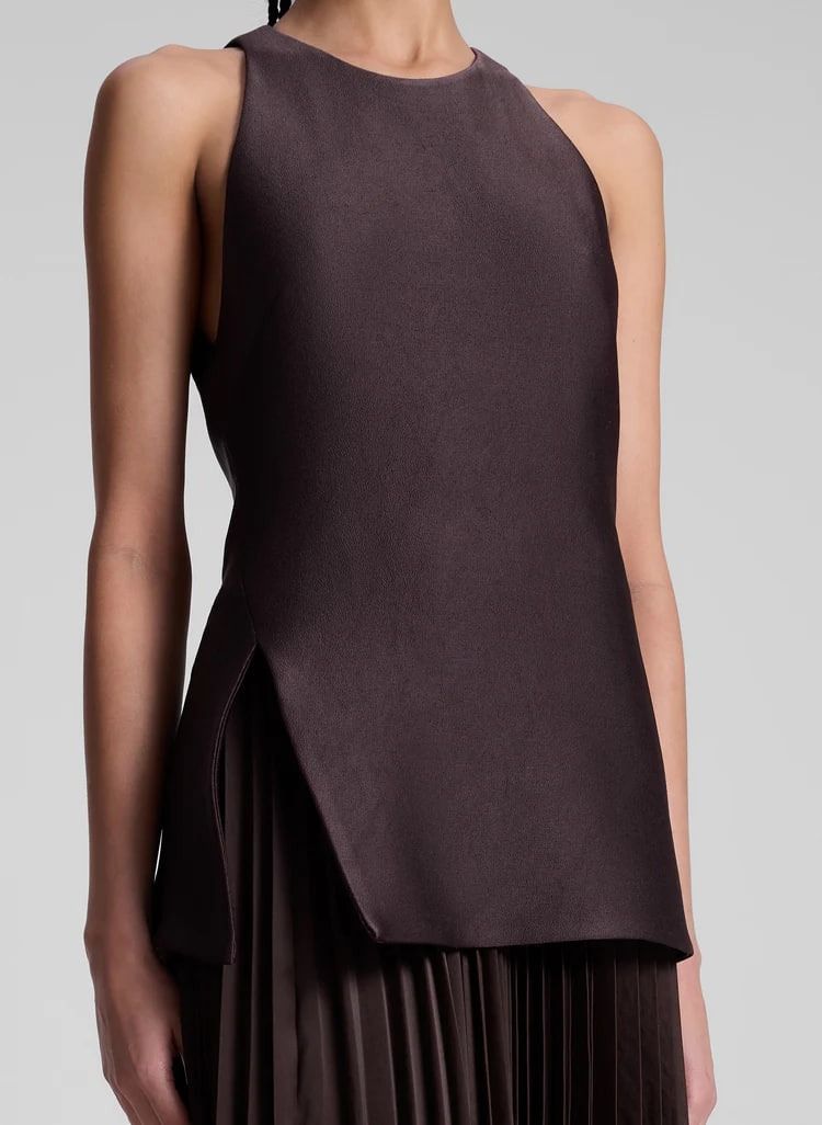 alc willow pleated dress A.L.C Willow Pleated Midi Dress in Chocolate-Plum - Meghan Markle Dresses