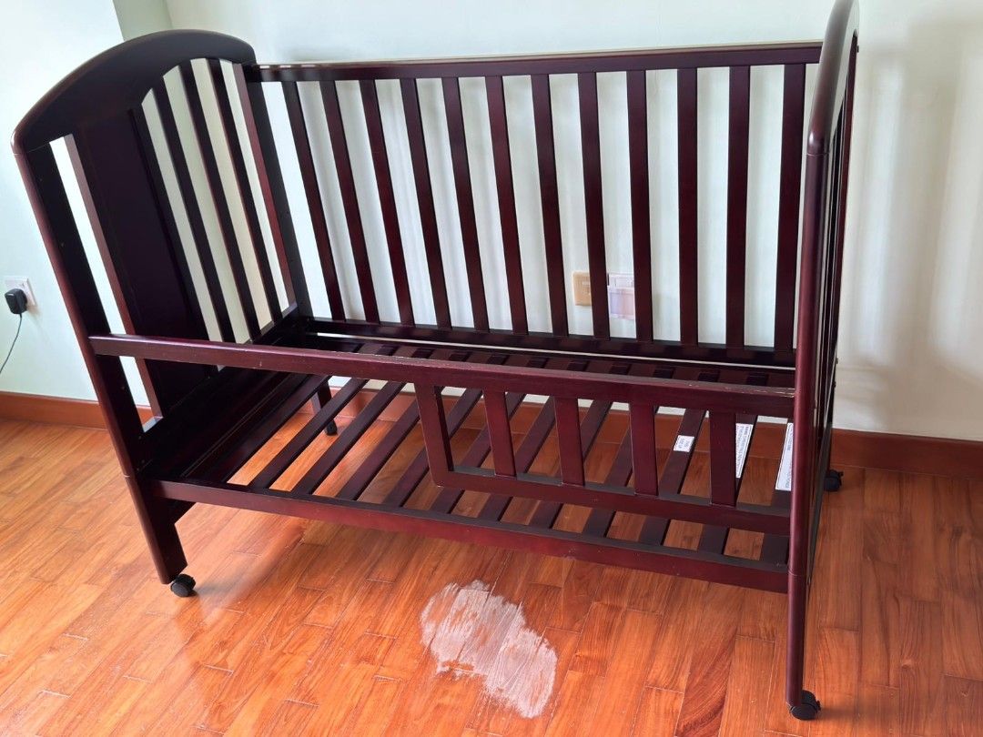 Baby Cot (Category: Cots & Cribs) located in Singapore. Submitted by brenda088 (Listing ID 1377836514, Image 1). Description: baby cot that can be adjusted for the heights as the baby grow to toddler. can adjust the wood below and the side panel. the wood is good quality, heavy type. self collection. slightly bigger version of typical babycot. so can use longer..