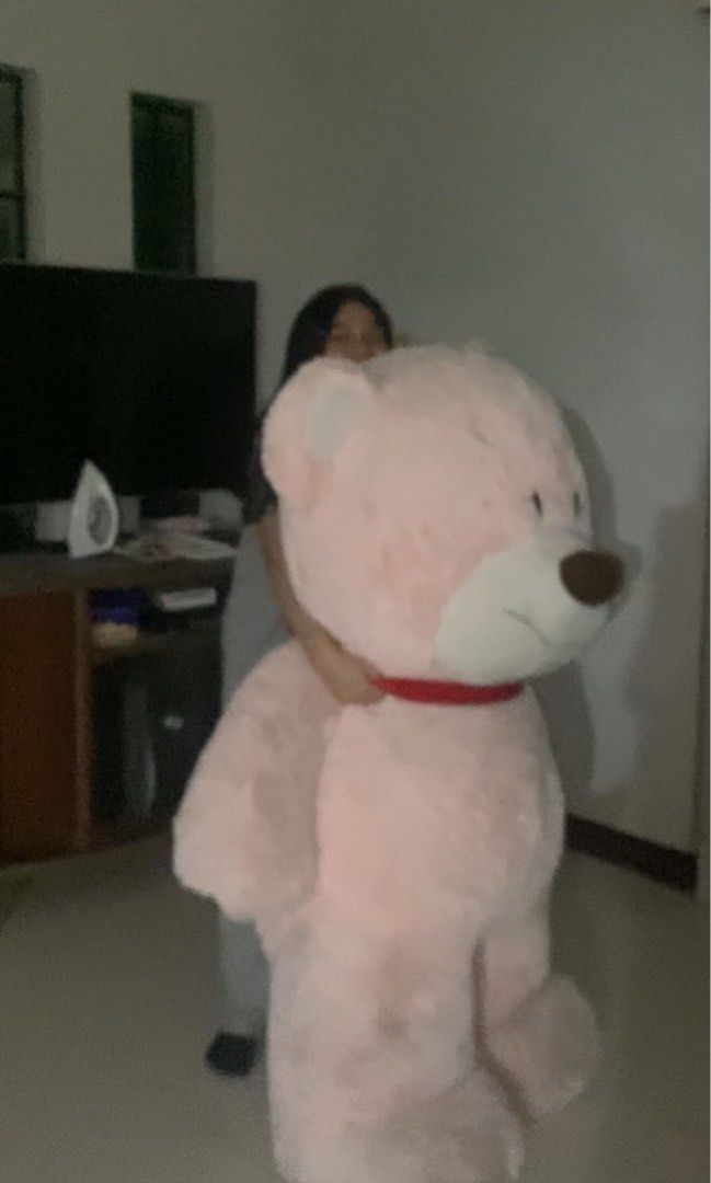Big Standing Pink Teddy Bear (Category: Plushies & Soft Toys) located in Paranaque City. Submitted by aishsts (Listing ID 1377777124, Image 2). Description: price is still very much negotiable!! did not really use it after my dad brought it home, but still a bit dirty. also its around 4ft!! estimated cuz we never had the time to measure it. edit: for reference, the guy is 5'7!! 😁.