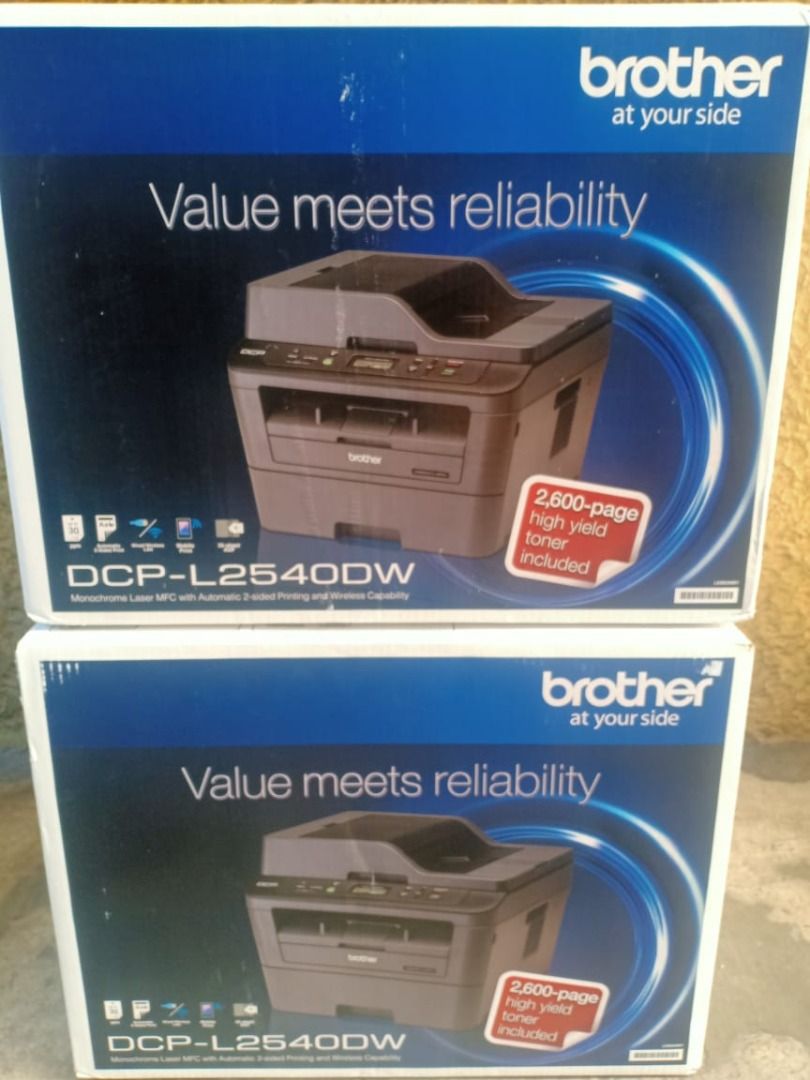 BROTHER DCP-L2540DW Laser Printer 3-in-1 Monochrome Laser Multi-Function (Category: Printers, Scanners & Copiers) located in Quezon City. Submitted by maxpein15 (Listing ID 1377772296, Image 1). Description: BROTHER DCP-L2540DW Laser Printer 3-in-1 Monochrome Laser Multi-Function Print Scan Copy A4 print speed up to 30 ppm (Black) WiFi, WIRED, AirPrint, Mopria, WiFi Direct, LAN, USB 2.0 Auto 2-sided (Duplex) printing, 35 sheets Auto-Document Feed