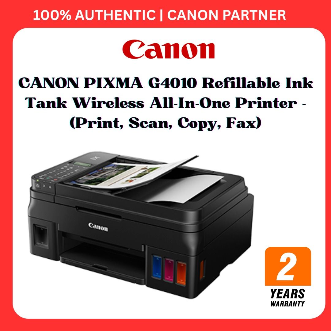 CANON PIXMA G4010 Refillable Ink Tank Wireless All-In-One Printer ...