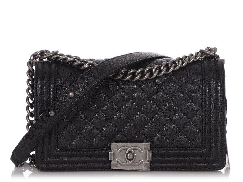 Chanel Boy Medium Black Silver Hardware Caviar (Category: Bags & Wallets) located in Singapore. Submitted by buyandsello (Listing ID 1377907057, Image 1). Description: .