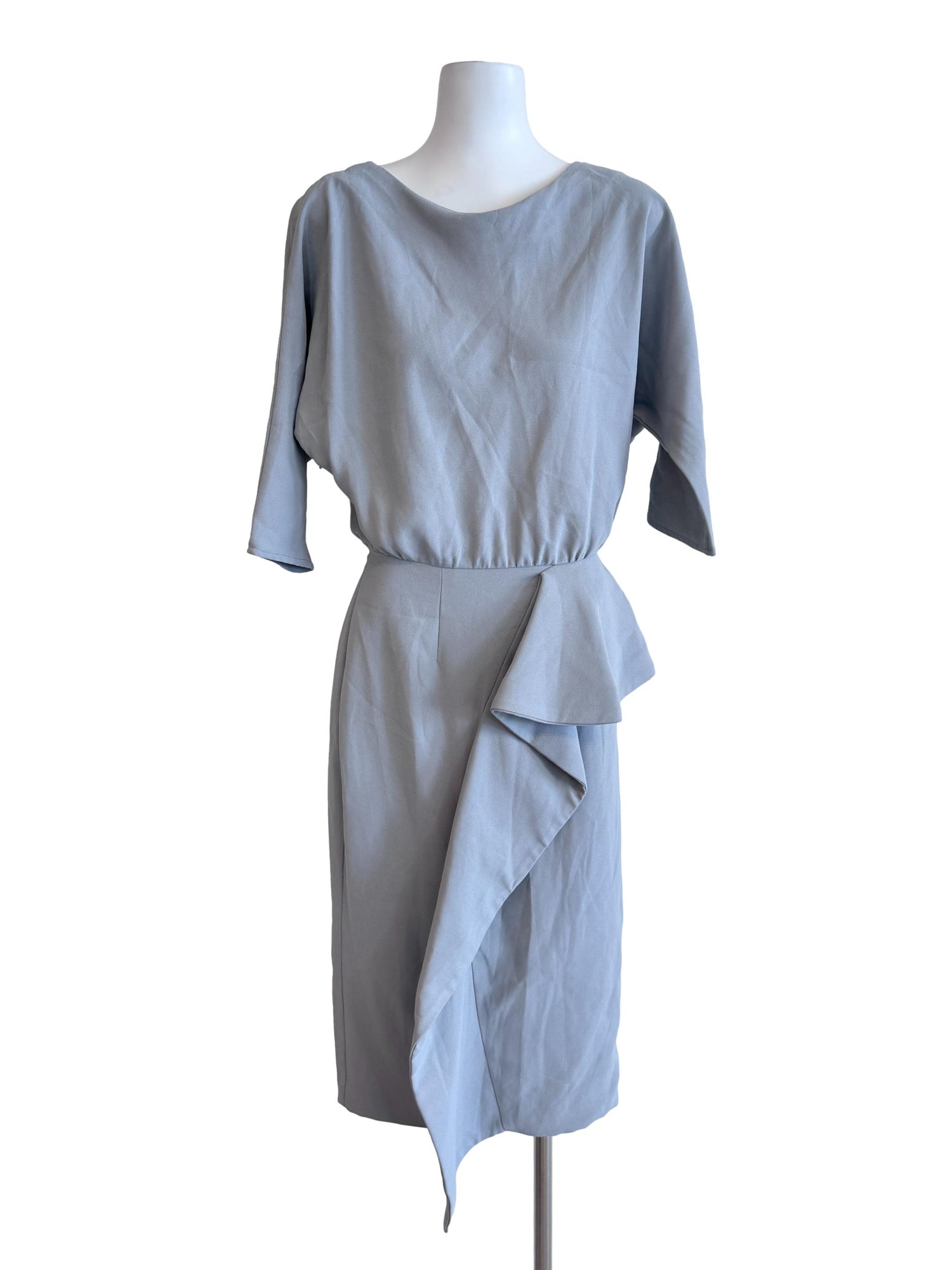 Collate The Label Stone Blue Ruffled Dress, Women's Fashion, Dresses ...