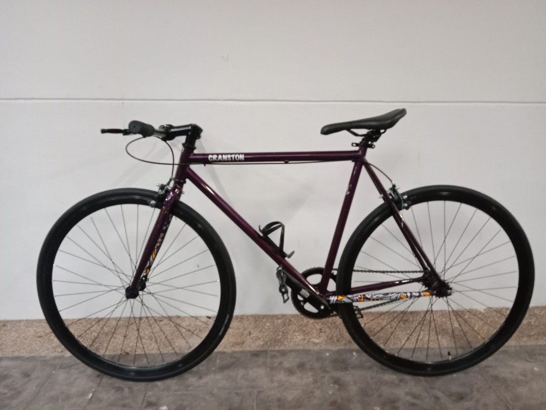 Cranston Fixed Gear Bicycle - Purple (Category: Bicycles) located in Singapore. Submitted by sexy_mummy (Listing ID 1377868738, Image 1). Description: - Cranston fixed gear bicycle - Excellent condition bought it in May 2025 - Sleek purple frame - Black wheels - Comfortable handlebars - Ideal for city commuting and casual rides - Includes water bottle cage - Ready to ride!.