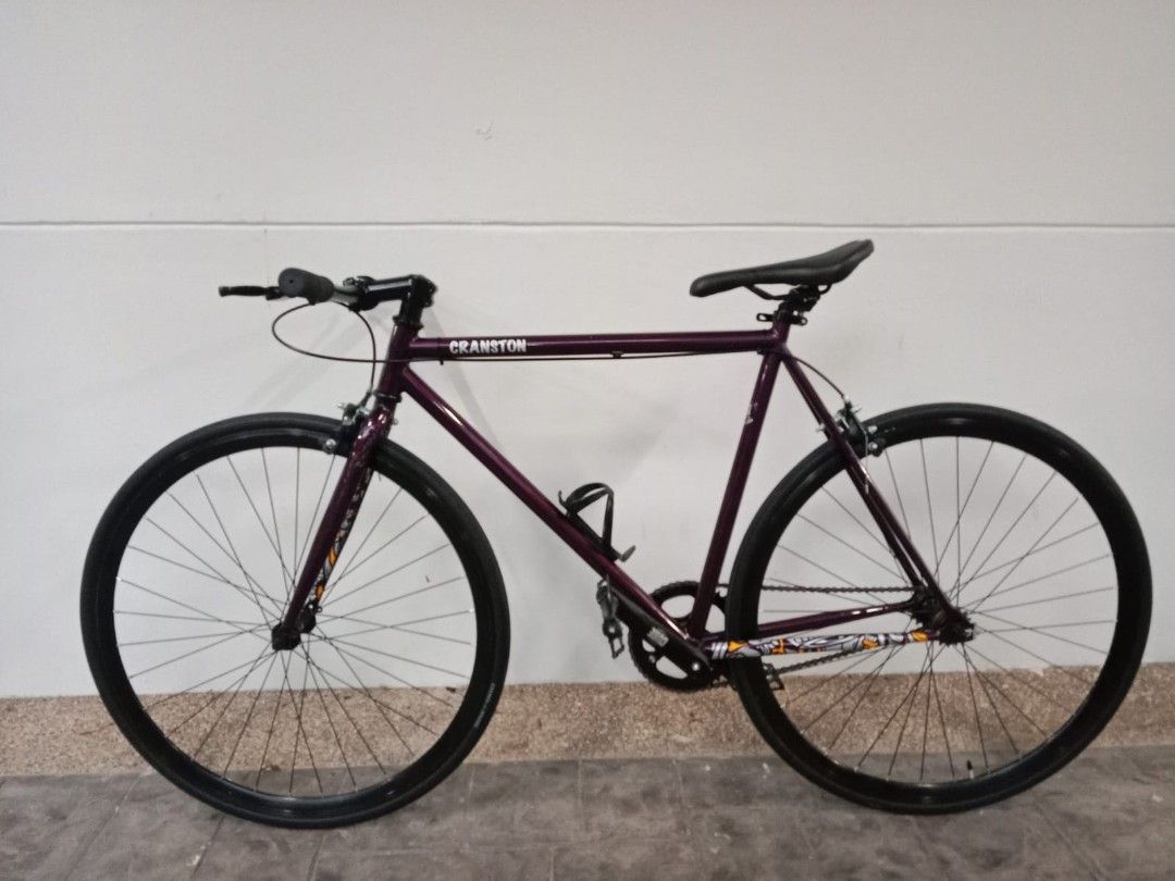Cranston Fixed Gear Bicycle - Purple (Category: Bicycles) located in Singapore. Submitted by sexy_mummy (Listing ID 1377868738, Image 2). Description: - Cranston fixed gear bicycle - Excellent condition bought it in May 2025 - Sleek purple frame - Black wheels - Comfortable handlebars - Ideal for city commuting and casual rides - Includes water bottle cage - Ready to ride!.