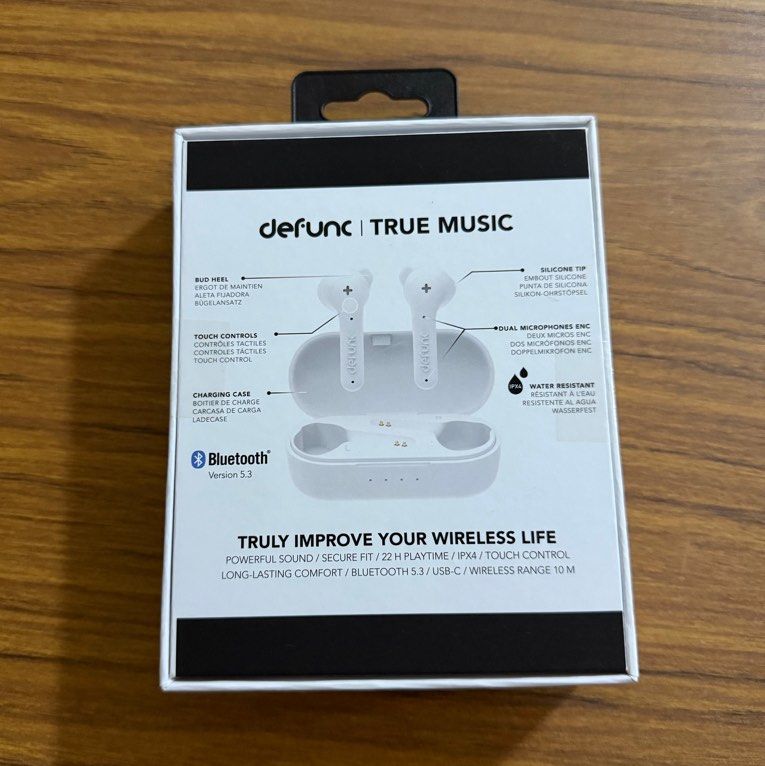 Defunc True Music Wireless Earbuds (Category: Earphones) located in Singapore. Submitted by jollywanker (Listing ID 1377880135, Image 2). Description: BNIB RTP: $99.90 tags: Bluetooth, earpiece, headphone, water resistant, airpods, charging case, microphone, headset, earphones, hear, listen, earplugs, authentic, usbc.