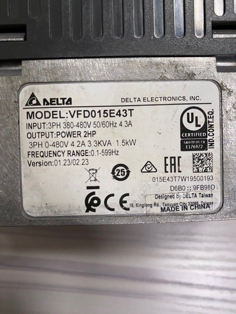 Delta VFD variable frequency drive kitchen hood exhaust (Category: Other Accessories) located in Singapore. Submitted by immmp (Listing ID 1377901472, Image 3). Description: A drive for kitchen hood or other mechanical equipment.