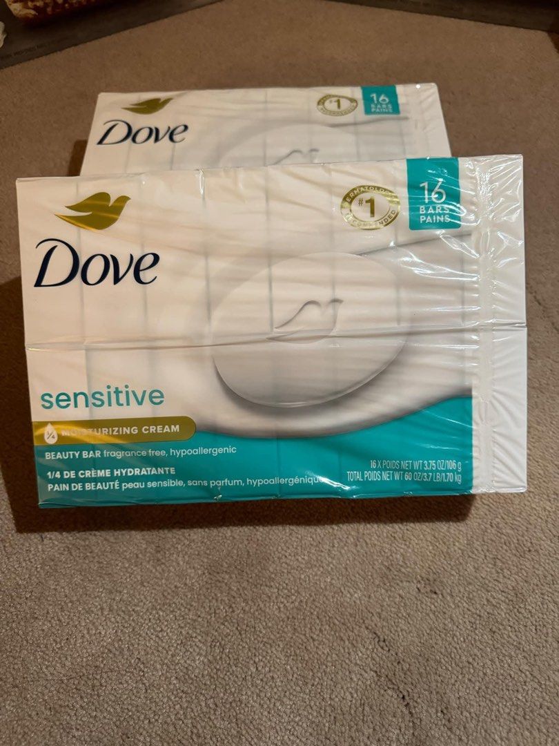 DOVE BAR SOAP (Category: Face Care) located in Cavite. Submitted by xoxomhai (Listing ID 1377806191, Image 1). Description: DOVE BEAUTY BAR ORIGINAL and DOVE BEAUTY BAR SENSITIVE 16 pcs / 106 gms each bar ❤️ ₱1,500.