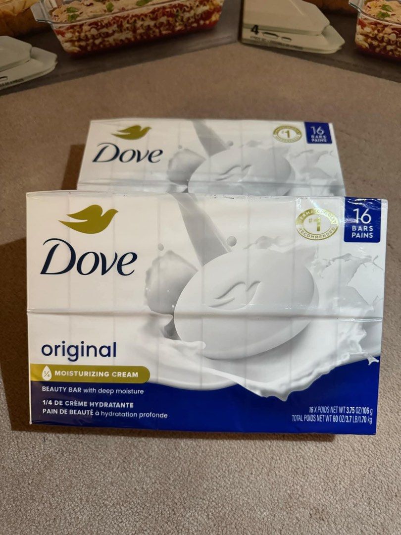 DOVE BAR SOAP (Category: Face Care) located in Cavite. Submitted by xoxomhai (Listing ID 1377806191, Image 2). Description: DOVE BEAUTY BAR ORIGINAL and DOVE BEAUTY BAR SENSITIVE 16 pcs / 106 gms each bar ❤️ ₱1,500.